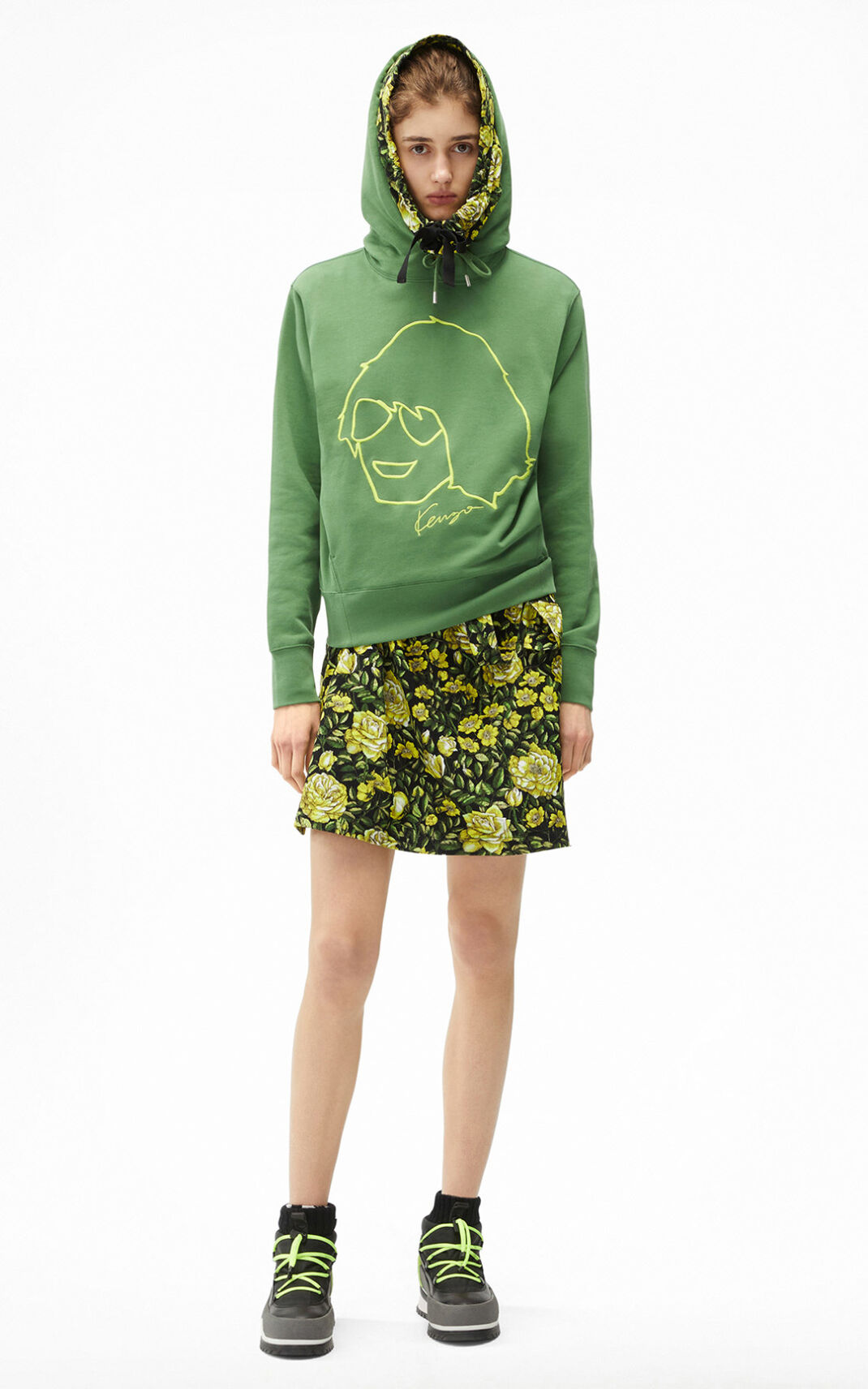 Sweat A Capuche Kenzo Femme Tribute Vert EAGBL-8279